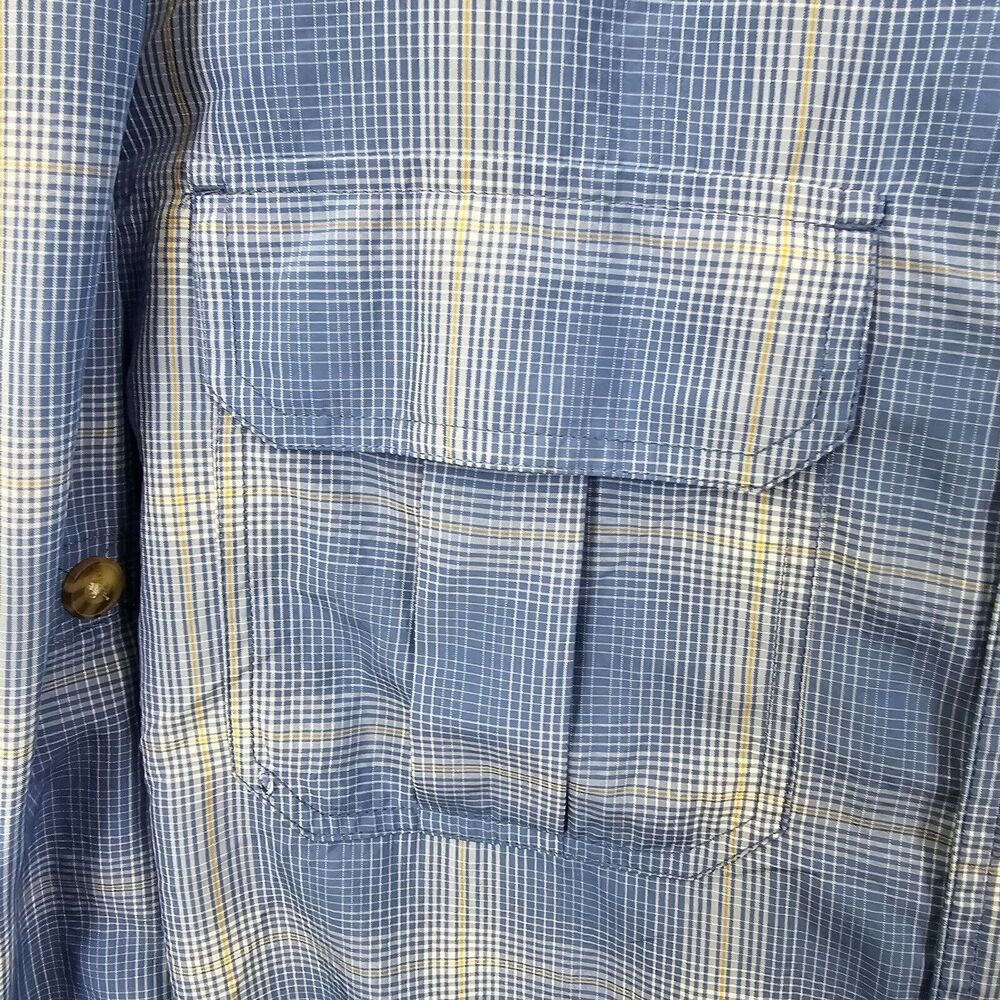 Duluth Trading Co Men's Blue Plaid Long Sleeve Button Up Roll Tab Size L Tall - Picture 4 of 10